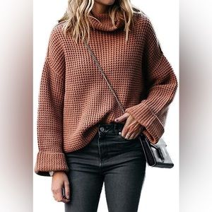 Free people oversized cognac sweater